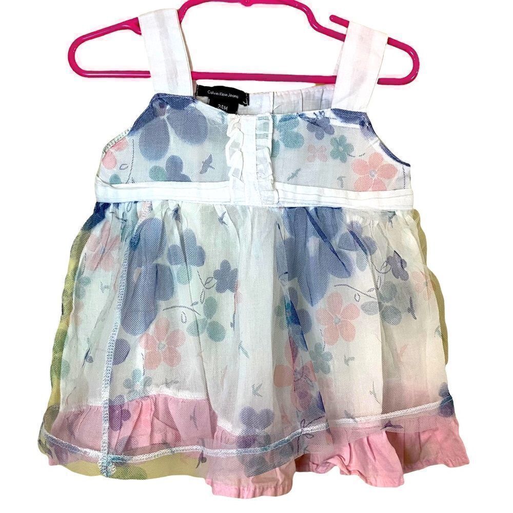 Calvin Klein Floral Cotton Dress Size 24 Months